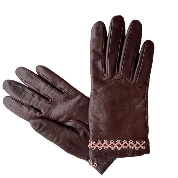 Antonio Murolo Women's Leather Driving Gloves Brown w/Pink Stitching
Size 7 1/2 - Picture 1 of 14